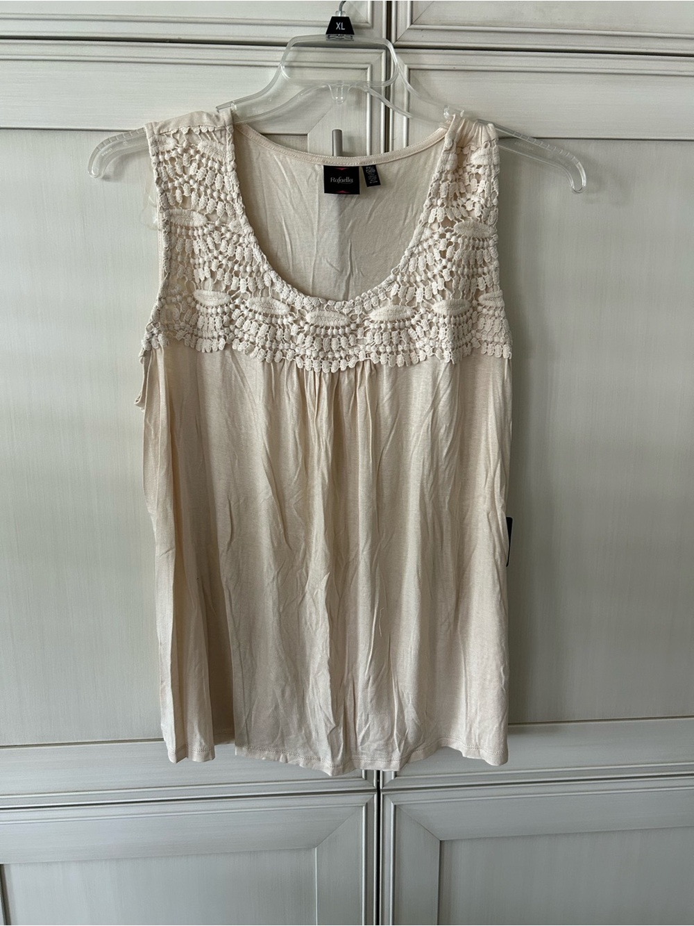 Rafaella Cream Crochet Yoke Sleeveless Tank